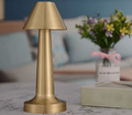Pyramid-Shaped Rose Gold LED Metal Table Lamp