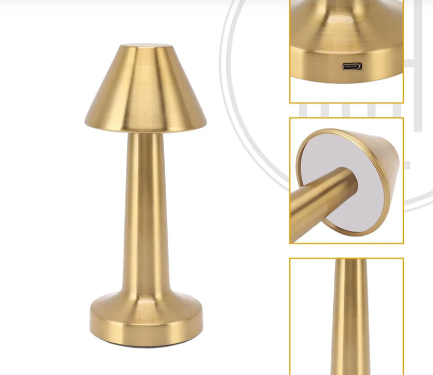 Pyramid-Shaped Rose Gold LED Metal Table Lamp